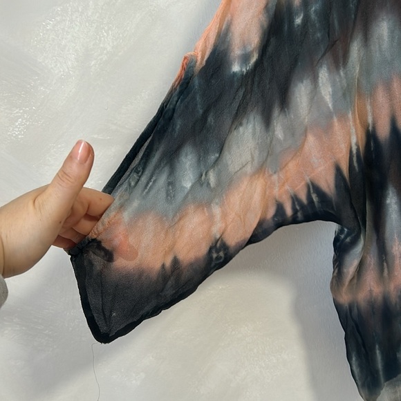 Gypsy 05 made in hollywood 100% silk boho tie dye blouse size small pink blue - Picture 4 of 6